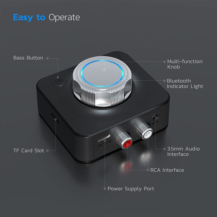 Receptor C39 Bluetooth 5.0 RCA a convertidor de audio inalámbrico de 3,5 mm compatible con tarjeta TF