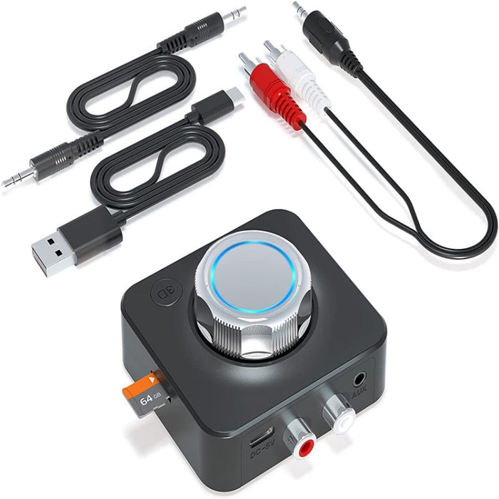 Receptor C39 Bluetooth 5.0 RCA a convertidor de audio inalámbrico de 3,5 mm compatible con tarjeta TF
