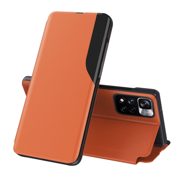 Estuche de cuero con tapa horizontal magnética a prueba de golpes con pantalla lateral con soporte, For Xiaomi Redmi Note 11, For Xiaomi Redmi Note 11 Pro