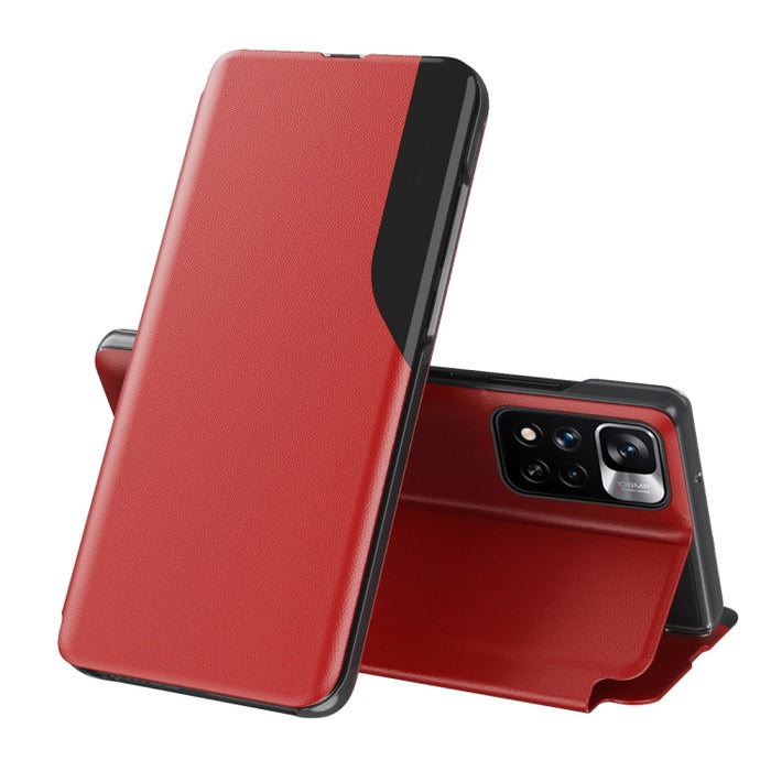 Estuche de cuero con tapa horizontal magnética a prueba de golpes con pantalla lateral con soporte, For Xiaomi Redmi Note 11, For Xiaomi Redmi Note 11 Pro