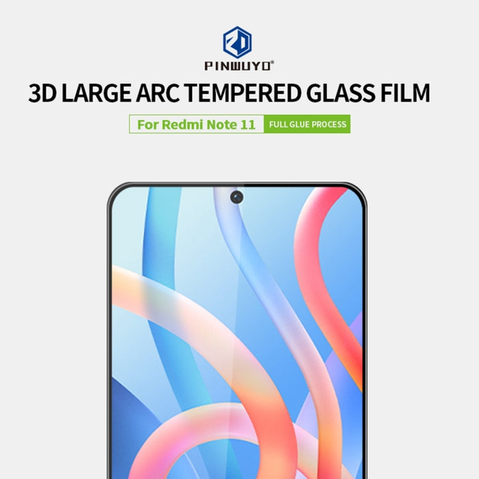PINWUYO 9H 3D Película de vidrio templado a prueba de explosiones de pantalla completa curvada, For Xiaomi Redmi Note 11, For Xiaomi Redmi Note 11 Pro