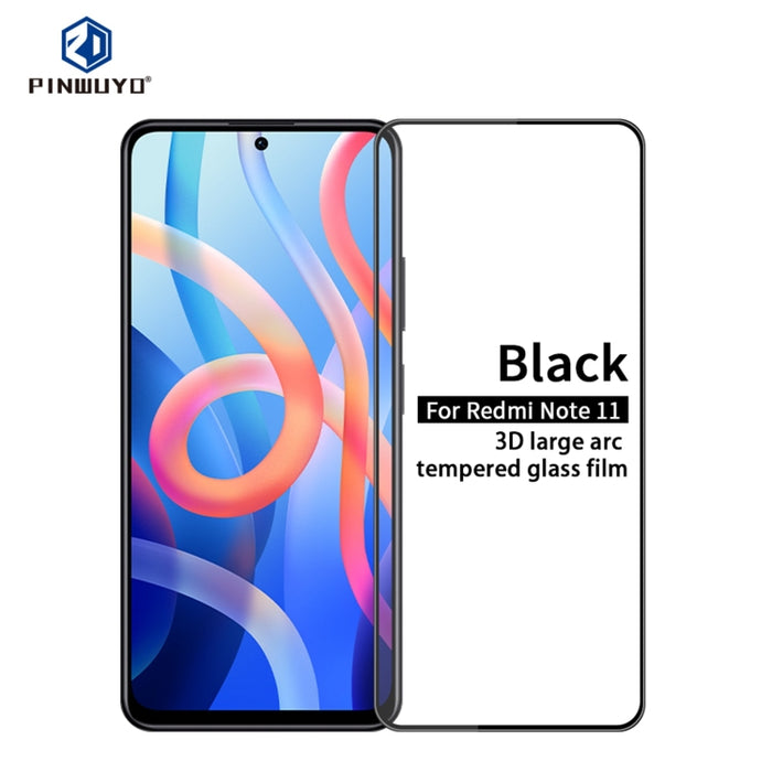 PINWUYO 9H 3D Película de vidrio templado a prueba de explosiones de pantalla completa curvada, For Xiaomi Redmi Note 11, For Xiaomi Redmi Note 11 Pro