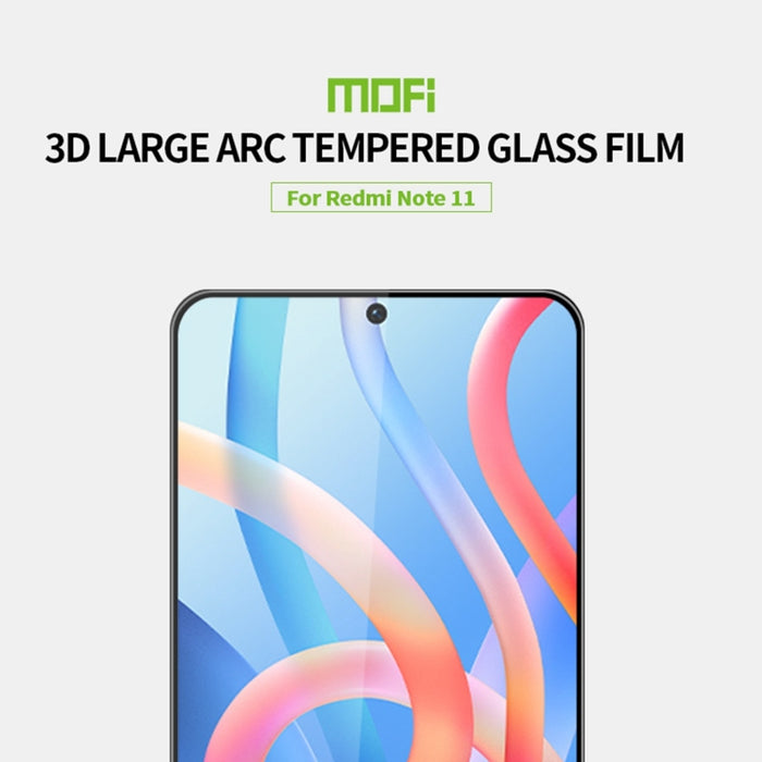 Película de vidrio templado de pantalla curva a prueba de explosiones MOFI 9H 3D, For Xiaomi Redmi Note 11, For Xiaomi Redmi Note 11 Pro
