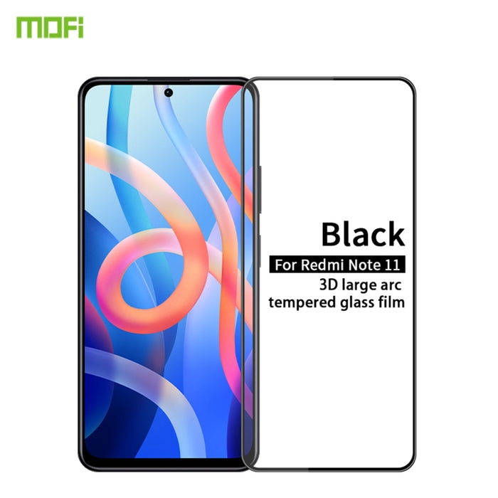 Película de vidrio templado de pantalla curva a prueba de explosiones MOFI 9H 3D, For Xiaomi Redmi Note 11, For Xiaomi Redmi Note 11 Pro