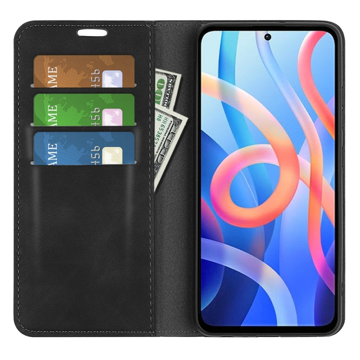 Para Xiaomi Redmi Note 11 Estuche de cuero con succión magnética de piel retro con soporte, ranuras para tarjetas y billetera, For Xiaomi Redmi Note 11