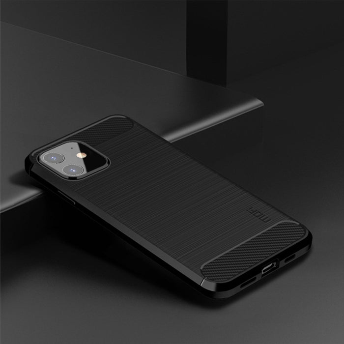 Funda de TPU suave de fibra de carbono con textura cepillada de la serie Gentleness de MOF, For iPhone 12 mini, For iPhone 12 / 12 Pro, For iPhone 12 Pro Max, For iPhone?12 / 12 Pro