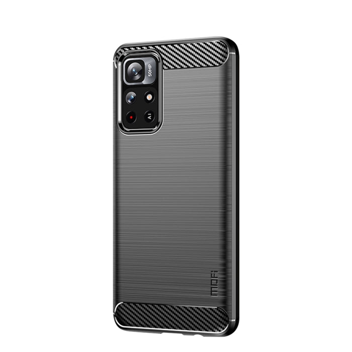 Funda de teléfono de TPU suave de fibra de carbono con textura cepillada de la serie Gentleness de MOFI, For Xiaomi Redmi Note11 / Poco M4 Pro 5G, For Xiaomi Redmi Note11 Pro / Note 11 Pro+, For Xiaomi Redmi 10 / 10 Prime, For Xiaomi Mi 11T / 11T Pro