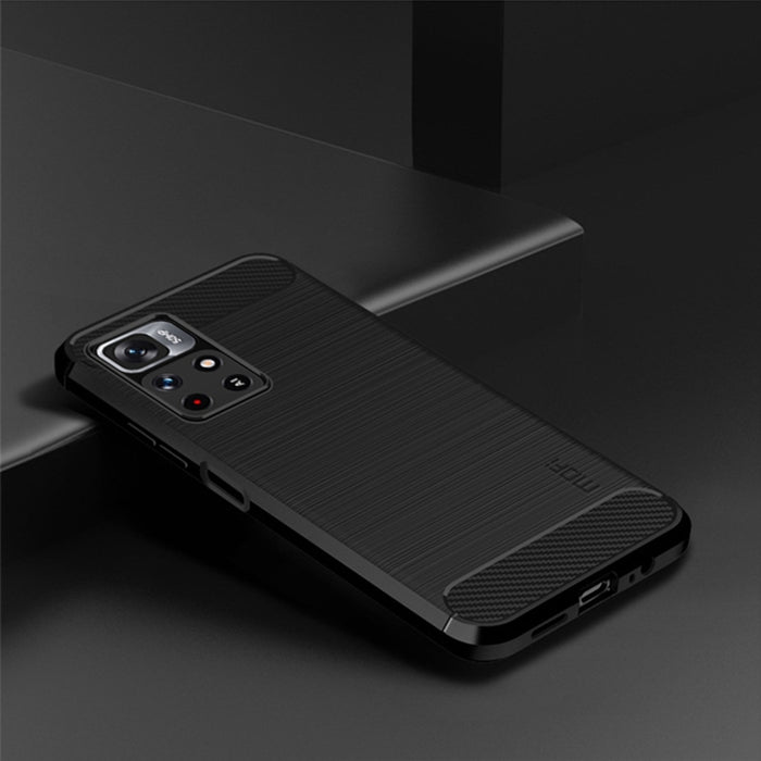 Funda de teléfono de TPU suave de fibra de carbono con textura cepillada de la serie Gentleness de MOFI, For Xiaomi Redmi Note11 / Poco M4 Pro 5G, For Xiaomi Redmi Note11 Pro / Note 11 Pro+, For Xiaomi Redmi 10 / 10 Prime, For Xiaomi Mi 11T / 11T Pro