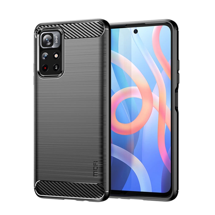 Funda de teléfono de TPU suave de fibra de carbono con textura cepillada de la serie Gentleness de MOFI, For Xiaomi Redmi Note11 / Poco M4 Pro 5G, For Xiaomi Redmi Note11 Pro / Note 11 Pro+, For Xiaomi Redmi 10 / 10 Prime, For Xiaomi Mi 11T / 11T Pro