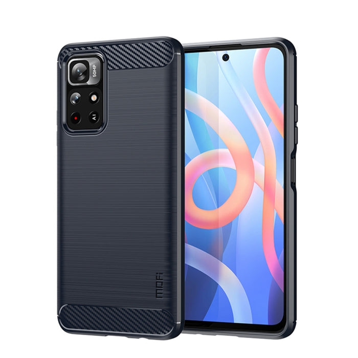 Funda de teléfono de TPU suave de fibra de carbono con textura cepillada de la serie Gentleness de MOFI, For Xiaomi Redmi Note11 / Poco M4 Pro 5G, For Xiaomi Redmi Note11 Pro / Note 11 Pro+, For Xiaomi Redmi 10 / 10 Prime, For Xiaomi Mi 11T / 11T Pro