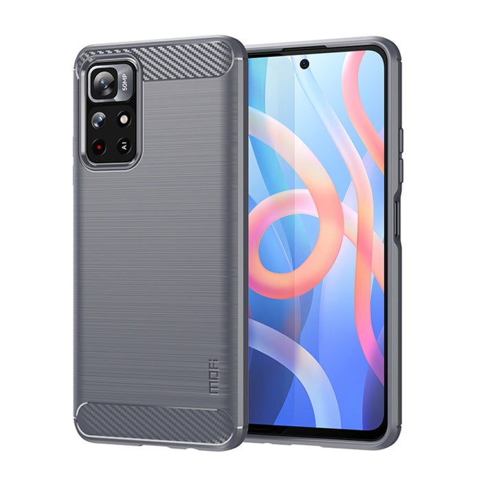 Funda de teléfono de TPU suave de fibra de carbono con textura cepillada de la serie Gentleness de MOFI, For Xiaomi Redmi Note11 / Poco M4 Pro 5G, For Xiaomi Redmi Note11 Pro / Note 11 Pro+, For Xiaomi Redmi 10 / 10 Prime, For Xiaomi Mi 11T / 11T Pro