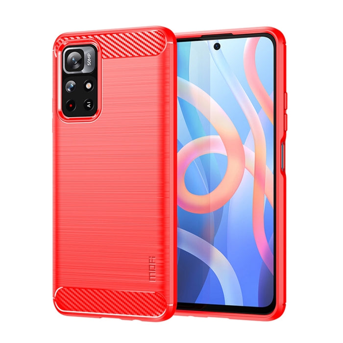 Funda de teléfono de TPU suave de fibra de carbono con textura cepillada de la serie Gentleness de MOFI, For Xiaomi Redmi Note11 / Poco M4 Pro 5G, For Xiaomi Redmi Note11 Pro / Note 11 Pro+, For Xiaomi Redmi 10 / 10 Prime, For Xiaomi Mi 11T / 11T Pro