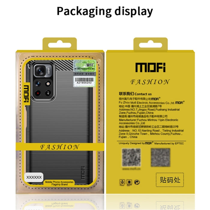 Funda de teléfono de TPU suave de fibra de carbono con textura cepillada de la serie Gentleness de MOFI, For Xiaomi Redmi Note11 / Poco M4 Pro 5G, For Xiaomi Redmi Note11 Pro / Note 11 Pro+, For Xiaomi Redmi 10 / 10 Prime, For Xiaomi Mi 11T / 11T Pro
