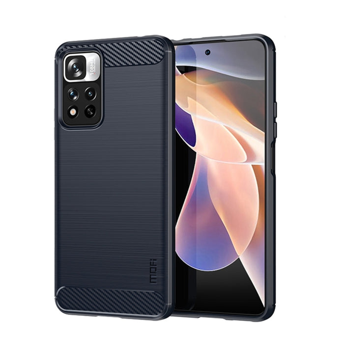 Funda de teléfono de TPU suave de fibra de carbono con textura cepillada de la serie Gentleness de MOFI, For Xiaomi Redmi Note11 / Poco M4 Pro 5G, For Xiaomi Redmi Note11 Pro / Note 11 Pro+, For Xiaomi Redmi 10 / 10 Prime, For Xiaomi Mi 11T / 11T Pro