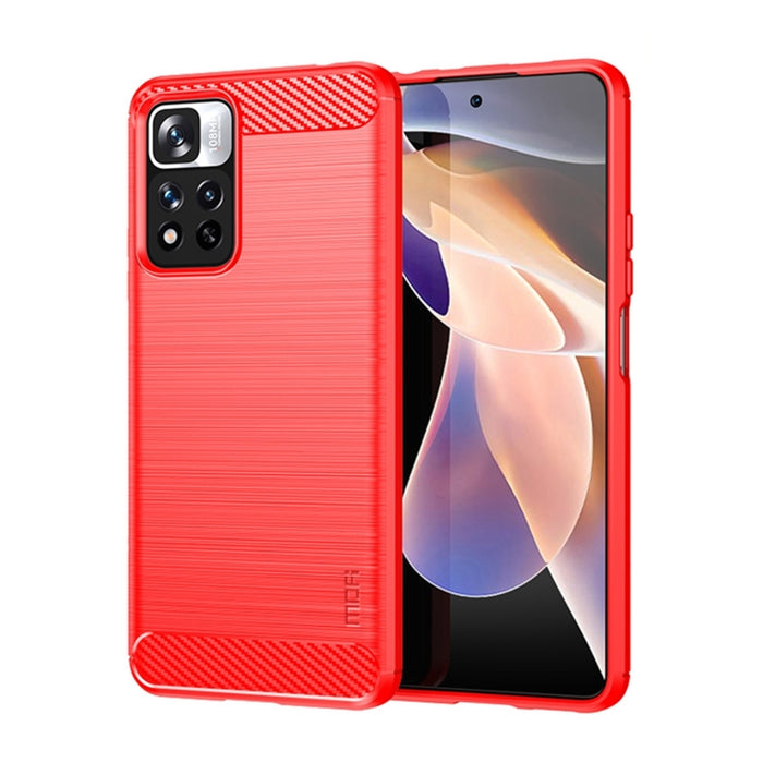Funda de teléfono de TPU suave de fibra de carbono con textura cepillada de la serie Gentleness de MOFI, For Xiaomi Redmi Note11 / Poco M4 Pro 5G, For Xiaomi Redmi Note11 Pro / Note 11 Pro+, For Xiaomi Redmi 10 / 10 Prime, For Xiaomi Mi 11T / 11T Pro