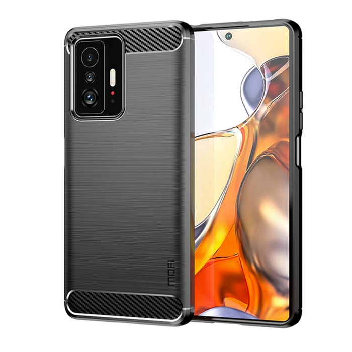 Funda de teléfono de TPU suave de fibra de carbono con textura cepillada de la serie Gentleness de MOFI, For Xiaomi Redmi Note11 / Poco M4 Pro 5G, For Xiaomi Redmi Note11 Pro / Note 11 Pro+, For Xiaomi Redmi 10 / 10 Prime, For Xiaomi Mi 11T / 11T Pro