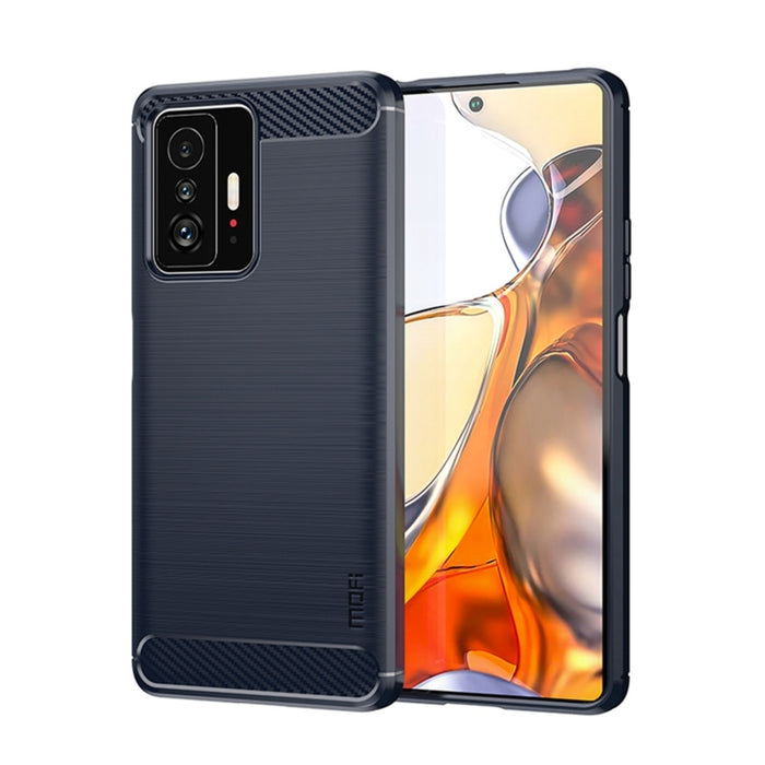 Funda de teléfono de TPU suave de fibra de carbono con textura cepillada de la serie Gentleness de MOFI, For Xiaomi Redmi Note11 / Poco M4 Pro 5G, For Xiaomi Redmi Note11 Pro / Note 11 Pro+, For Xiaomi Redmi 10 / 10 Prime, For Xiaomi Mi 11T / 11T Pro