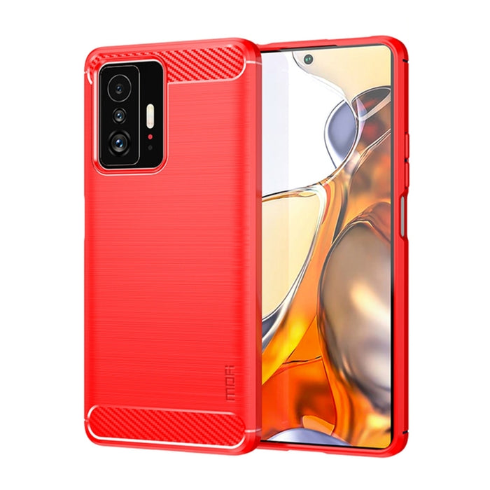 Funda de teléfono de TPU suave de fibra de carbono con textura cepillada de la serie Gentleness de MOFI, For Xiaomi Redmi Note11 / Poco M4 Pro 5G, For Xiaomi Redmi Note11 Pro / Note 11 Pro+, For Xiaomi Redmi 10 / 10 Prime, For Xiaomi Mi 11T / 11T Pro