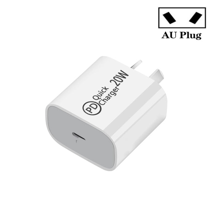 Cargador de viaje AU-20W PD USB-C / Type-C para teléfono móvil, enchufe AU