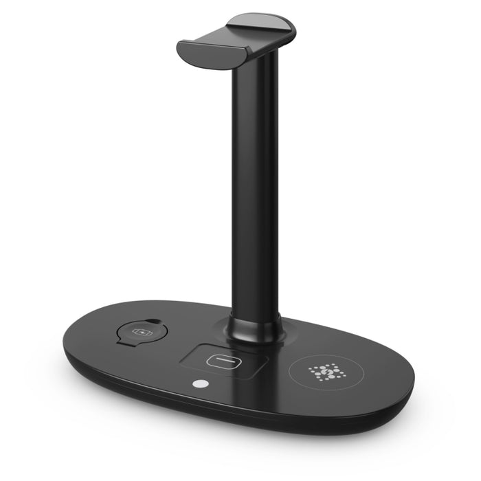 B-15A Cargador inalámbrico con soporte para auriculares 4 en 1 para teléfonos inteligentes, iWatch y Airpods