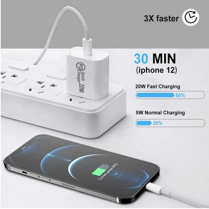 Cargador de viaje AU-20W PD USB-C / Type-C con USB-C a cable de datos de 8 pines, enchufe AU, AU Plug + 1m 8 Pin PD Cable, AU Plug + 2m 8 Pin PD Cable