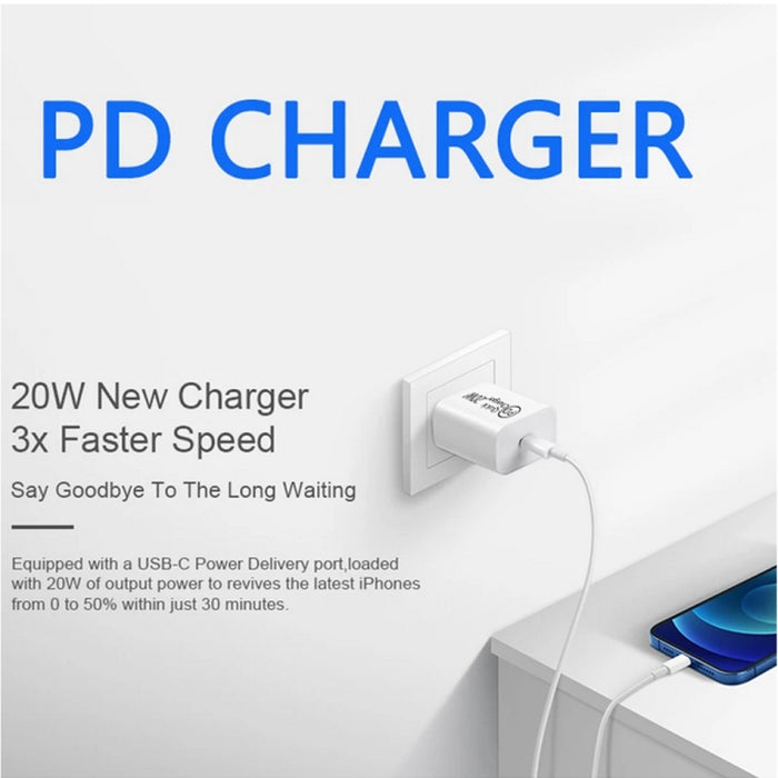 Cargador de viaje AU-20W PD USB-C / Type-C con USB-C a cable de datos de 8 pines, enchufe AU, AU Plug + 1m 8 Pin PD Cable, AU Plug + 2m 8 Pin PD Cable