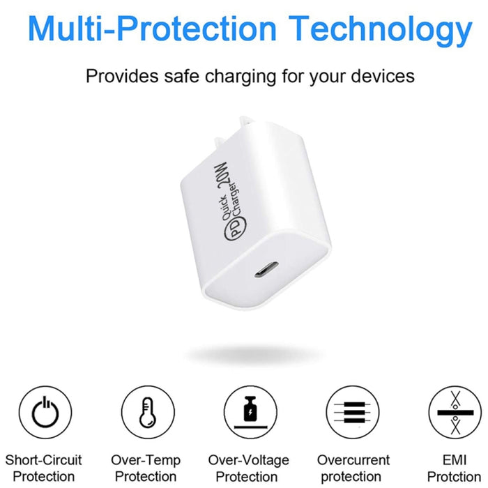 Cargador de viaje AU-20W PD USB-C / Type-C con USB-C a cable de datos de 8 pines, enchufe AU, AU Plug + 1m 8 Pin PD Cable, AU Plug + 2m 8 Pin PD Cable