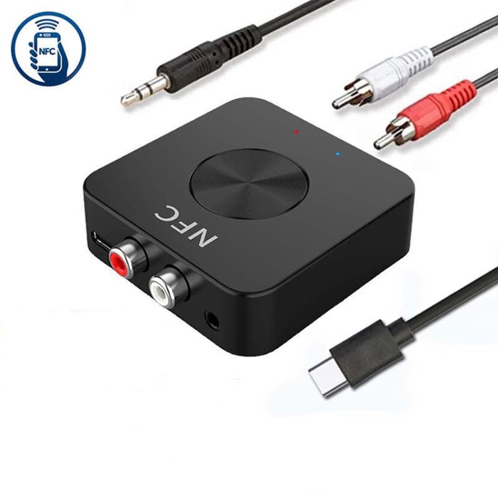 BT-21 NFC Bluetooth 5.0 Receptor y Transmisor Adaptador de Audio AUX RCA de 3,5 mm