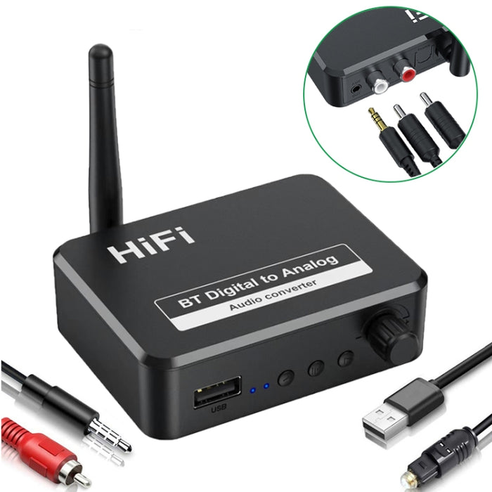 Receptor B35 Bluetooth 5.0 Convertidor de audio digital a analógico de 3,5 mm
