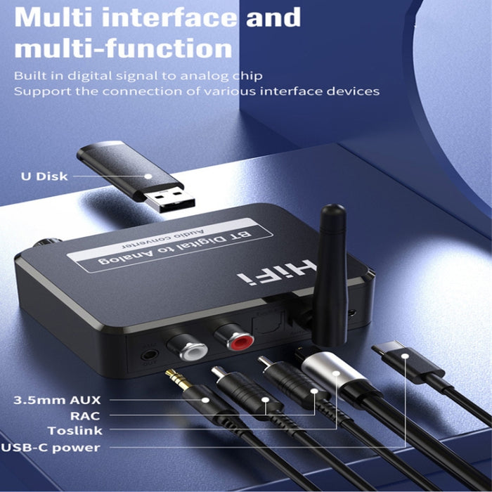 Receptor B35 Bluetooth 5.0 Convertidor de audio digital a analógico de 3,5 mm