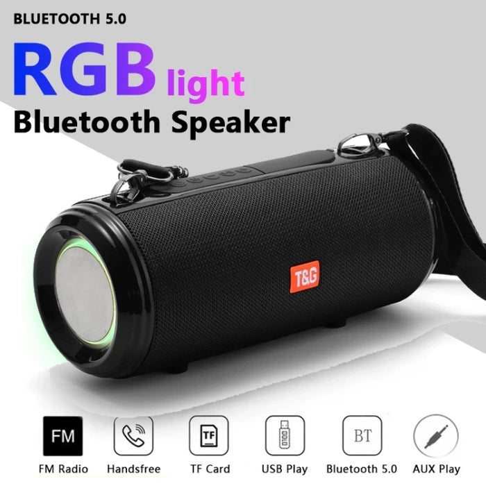 T&G TG537 RGB Light Altavoz Bluetooth impermeable portátil compatible con tarjeta FM / TF
