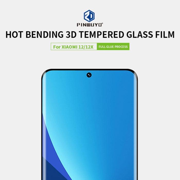PINWUYO 9H 3D Película de vidrio templado doblado en caliente, For Xiaomi 12 / 12X, For Xiaomi 12 Pro, For Honor 60, For Honor 60 Pro