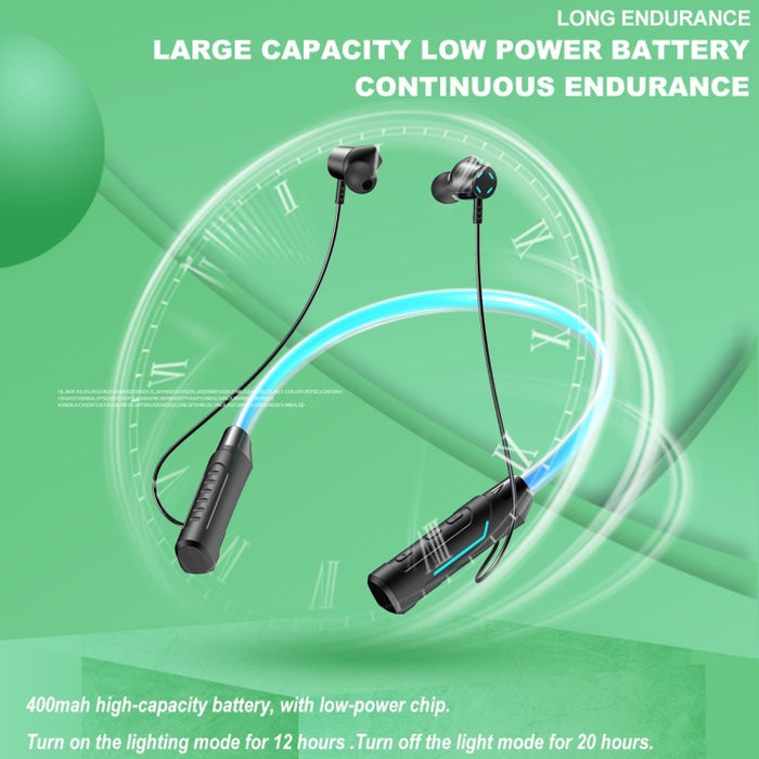Auricular inalámbrico Bluetooth estéreo montado en el cuello con LED parpadeante JG4