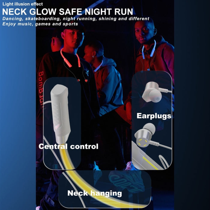 Auricular inalámbrico Bluetooth estéreo montado en el cuello con LED parpadeante JG4