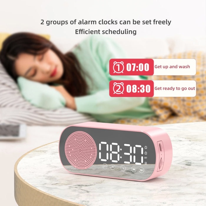 Z7 Digital Bluetooth 5.0 Altavoz Espejo multifunción Despertador Radio FM, Z7 (Black), Z7 (White), Z7 (Pink)