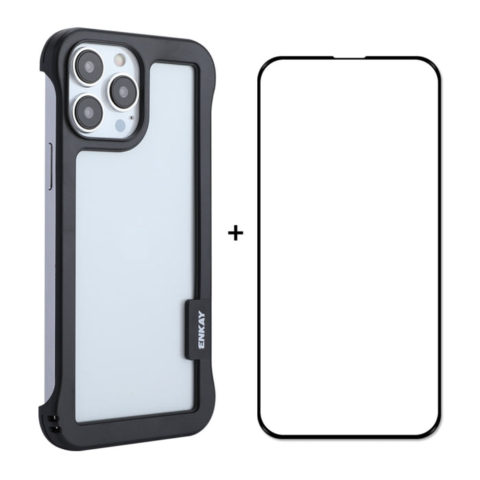 ENKAY Frameless Hollow PC Case + Glass Film para iPhone 13 Pro Max, For iPhone 13 Pro Max