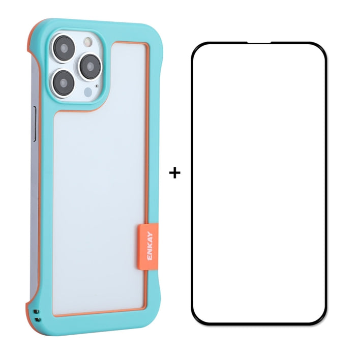 ENKAY Frameless Hollow PC Case + Glass Film para iPhone 13 Pro Max, For iPhone 13 Pro Max