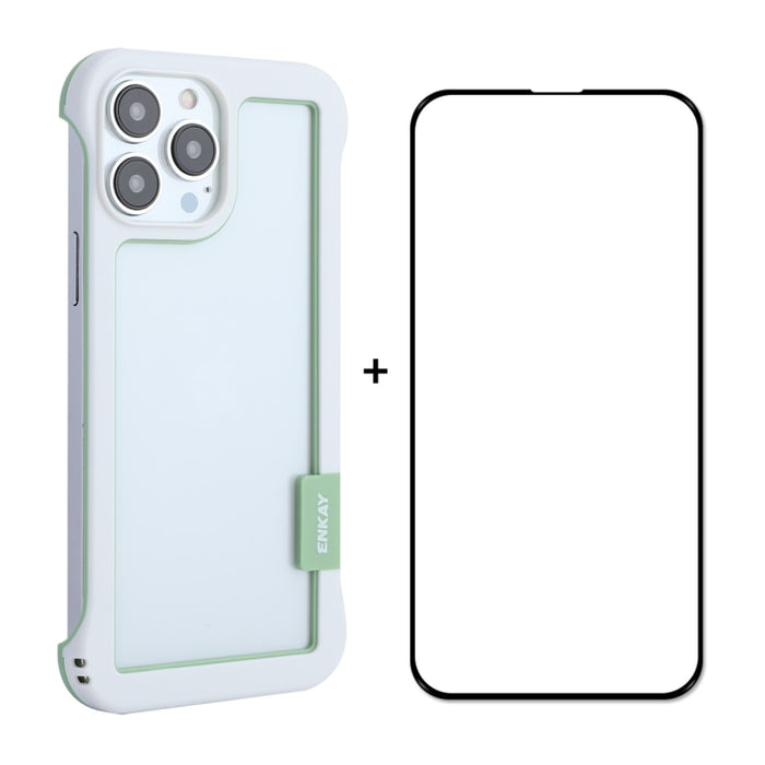 ENKAY Frameless Hollow PC Case + Glass Film para iPhone 13 Pro Max, For iPhone 13 Pro Max