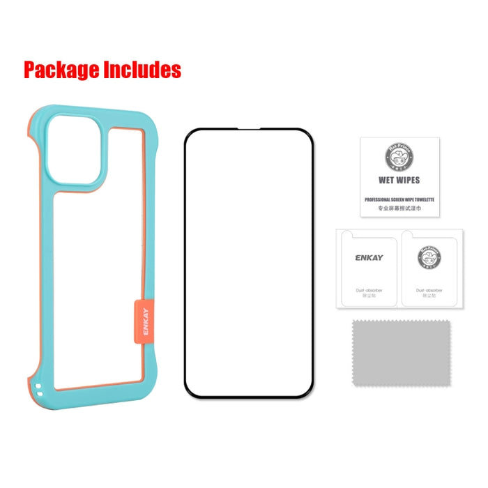 ENKAY Frameless Hollow PC Case + Glass Film para iPhone 13 Pro Max, For iPhone 13 Pro Max