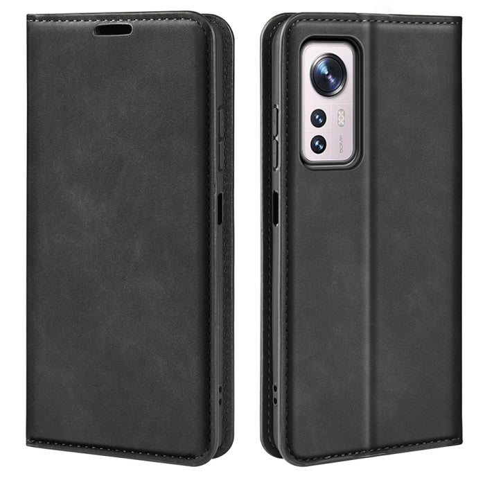 Para Xiaomi 12 Funda de teléfono de cuero con succión magnética de piel retro, For Xiaomi 12