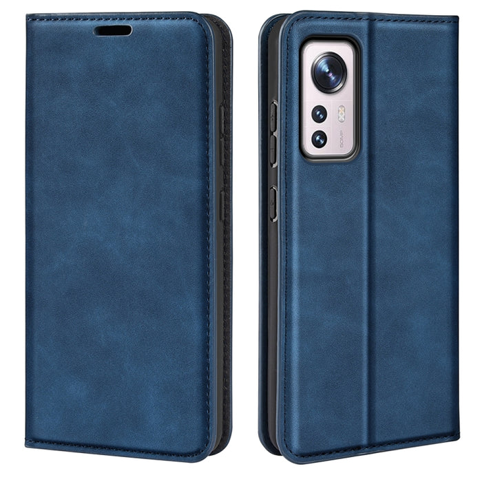 Para Xiaomi 12 Funda de teléfono de cuero con succión magnética de piel retro, For Xiaomi 12