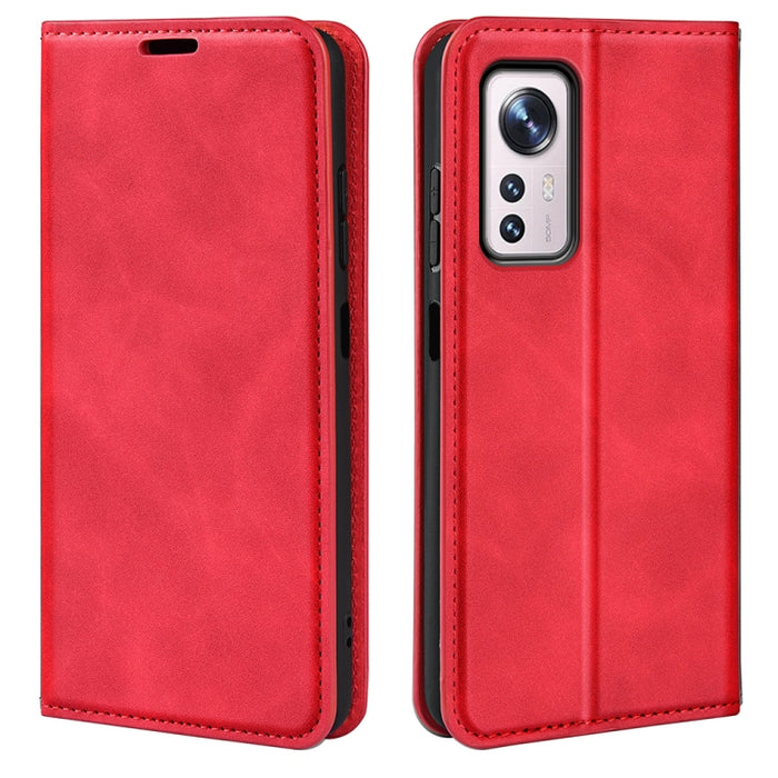 Para Xiaomi 12 Funda de teléfono de cuero con succión magnética de piel retro, For Xiaomi 12