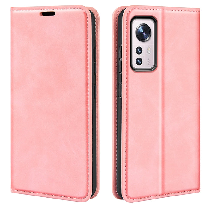 Para Xiaomi 12 Pro Estuche para teléfono de cuero con succión magnética de piel retro, For Xiaomi 12 Pro