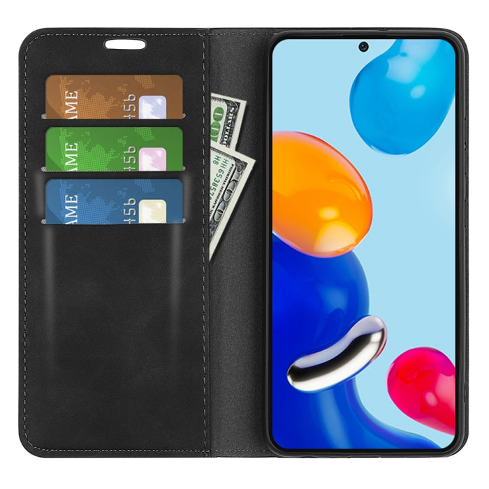 Para Xiaomi Redmi Note 11 4G / Note 11S Funda de teléfono de cuero con succión magnética de piel retro, For Xiaomi Redmi Note 11 4G