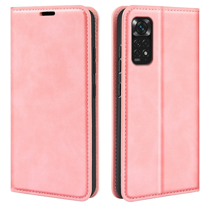 Para Xiaomi Redmi Note 11 4G / Note 11S Funda de teléfono de cuero con succión magnética de piel retro, For Xiaomi Redmi Note 11 4G