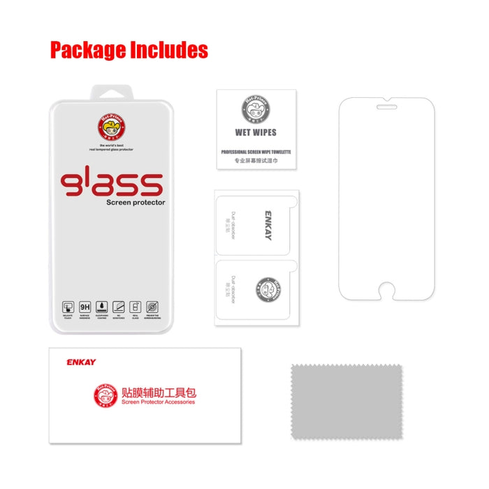 ENKAY 0.26mm 9H Película de Vidrio Templado para iPhone SE 2022 / SE 2020 / 8 / 7, 1 PC, 2pcs, 5pcs, 10pcs
