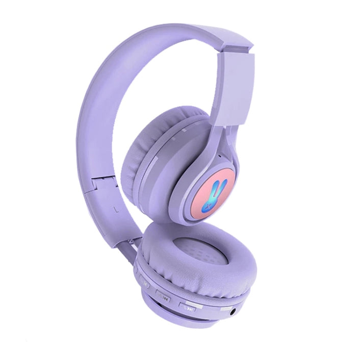 BT06C + Auriculares Bluetooth inalámbricos lindos montados en la cabeza para niños con micrófono y luz LED