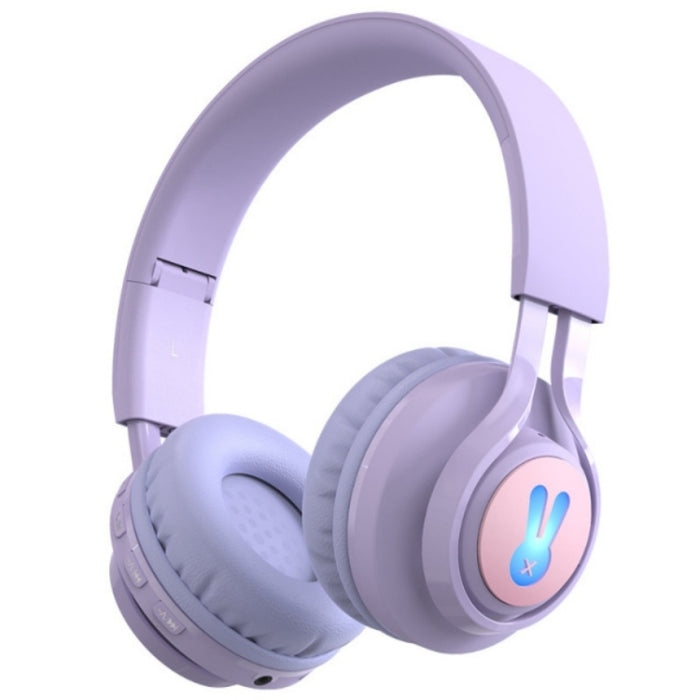 BT06C + Auriculares Bluetooth inalámbricos lindos montados en la cabeza para niños con micrófono y luz LED
