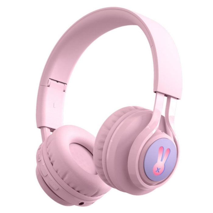 BT06C + Auriculares Bluetooth inalámbricos lindos montados en la cabeza para niños con micrófono y luz LED