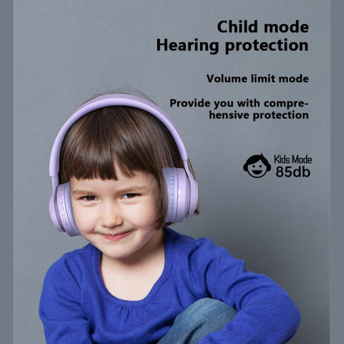 BT06C + Auriculares Bluetooth inalámbricos lindos montados en la cabeza para niños con micrófono y luz LED
